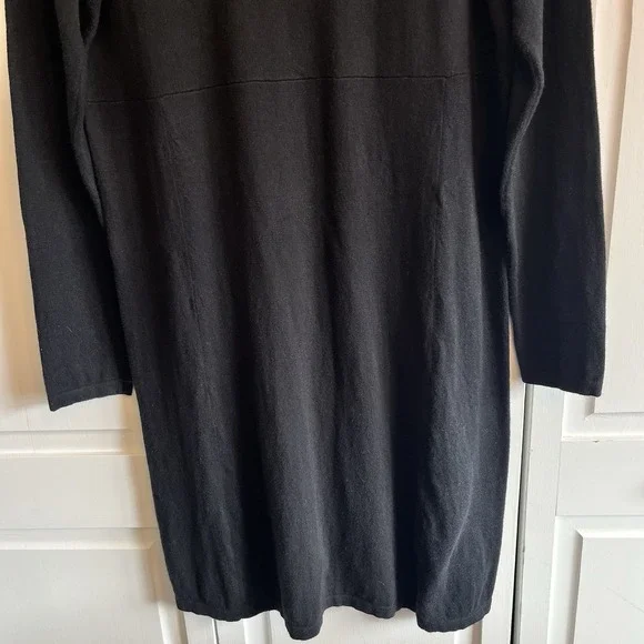 J.JILL PureJill Petite Med Cotton Cashmere Blend Faux Wrap Sweater Dress Black - Picture 6 of 13